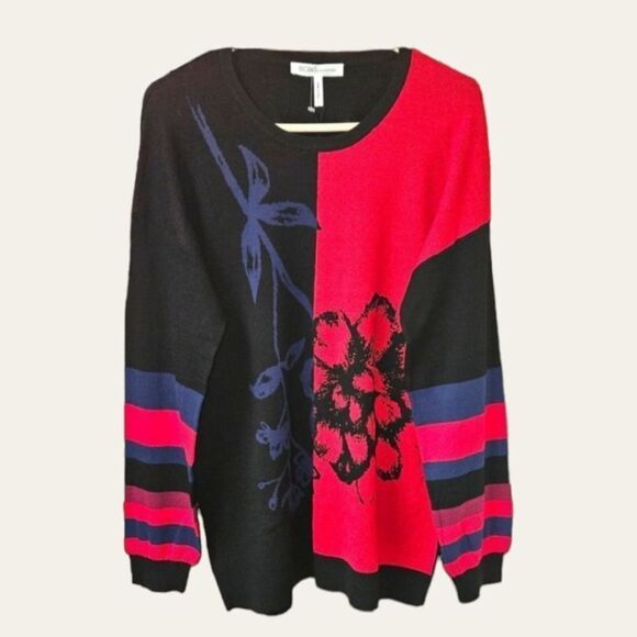 NWT BCB GENERATION Women's Crew Neck LongSleve Floral Sweater. - Picture 1 of 16